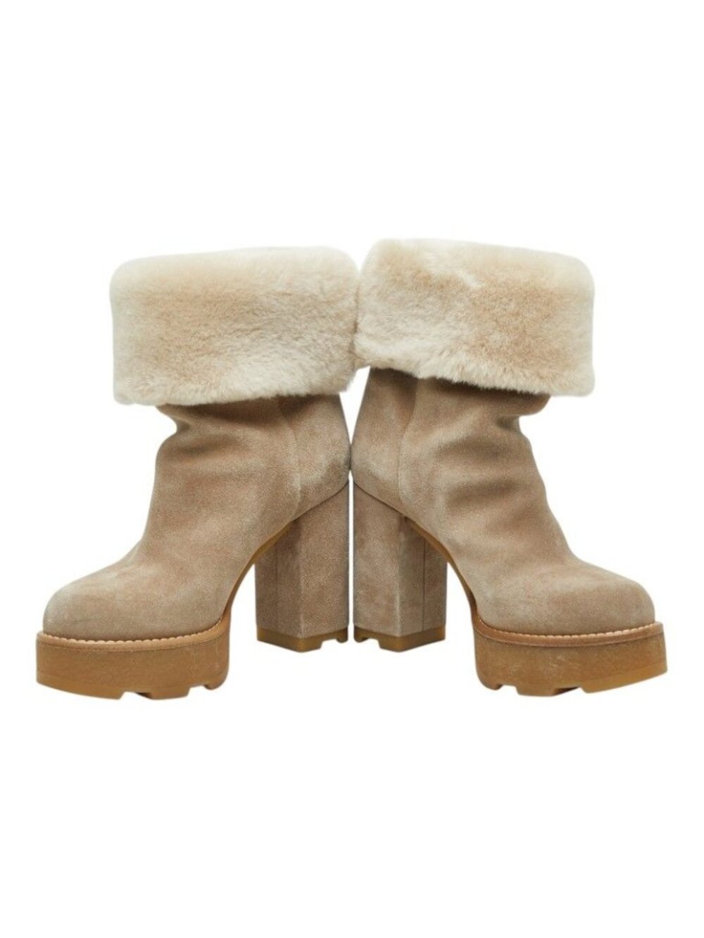 Louis Vuitton LV Bob Line Shearling Ankle Boots 37.5 Beige - Picture 4 of 10